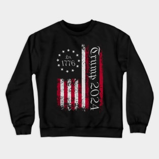 Est. 1776 Trump 2024 American Flag Crewneck Sweatshirt